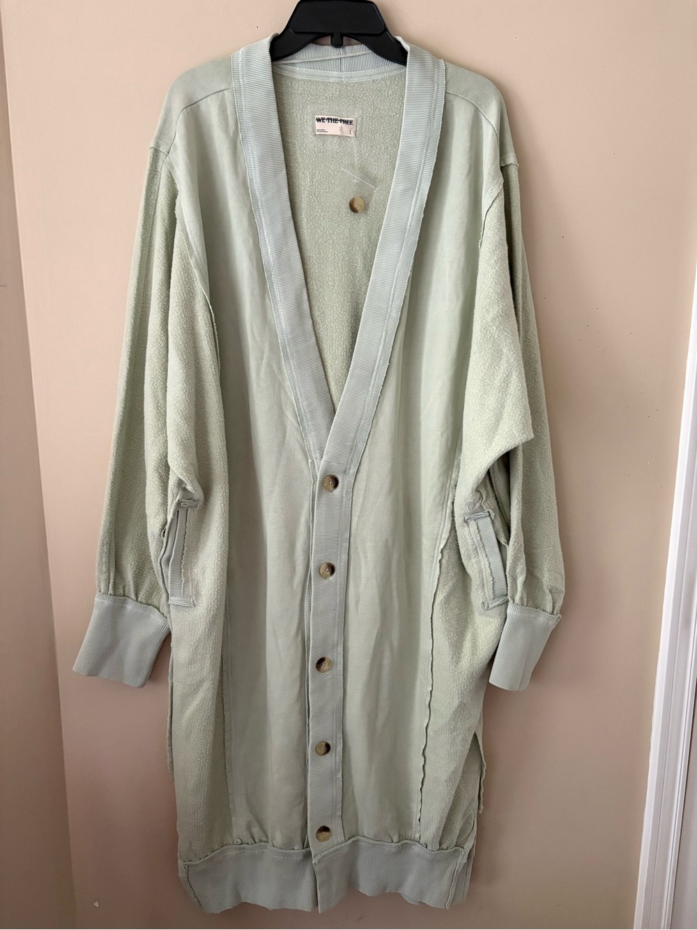 We The Free Light Sage Green Longline Oversized Cardigan Sz. L Never Worn